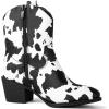 GLOBALWIN Cowboy Boots for Women – Classic Round Toe Western Booties with Comfort Insole – Embroidered Almond Toe Cowgirl Boots, Versatile 2″ Block Heel Fashion Boots for Concerts & Daily Wear(19yy16 Cow2)