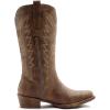GLOBALWIN Women’s Cowboy Boots Comfortable Brown Cowgirl Boots For Daily Wear, Work & Travel Square Toe Fall Boots With Low Heel And Easy Side Zipper Versatile Mid Calf Boots For Women(25yy08 Camel)