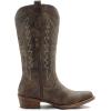 GLOBALWIN Women’s Cowboy Boots Comfortable Brown Cowgirl Boots For Daily Wear, Work & Travel Square Toe Fall Boots With Low Heel And Easy Side Zipper Versatile Mid Calf Boots For Women(25yy08 Brown)