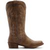 GLOBALWIN Women’s Square Toe Cowgirl Boots Classic Mid-Calf Cowboy Boots With Embroidered Stitching Low Heel Comfortable Western Boots For Country Outfits(25yy03 Camel)