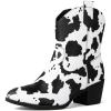 GLOBALWIN Cowboy Boots for Women – Classic Round Toe Western Booties with Comfort Insole – Embroidered Almond Toe Cowgirl Boots, Versatile 2″ Block Heel Fashion Boots for Concerts & Daily Wear(19yy16 Cow2)