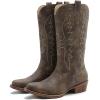 GLOBALWIN Women’s Cowboy Boots Comfortable Brown Cowgirl Boots For Daily Wear, Work & Travel Square Toe Fall Boots With Low Heel And Easy Side Zipper Versatile Mid Calf Boots For Women(25yy08 Brown)