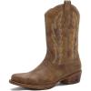 GLOBALWIN Women’s Western Cowboy Boots Mid-Calf Embroidered Cowgirl Boots with Chunky Block Heel Comfortable For Country Concerts, Festivals, Wedding Pointed Square Toe Boots(25yy07 Camel)