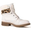 GLOBALWIN Women’s Combat Boots Dressy Lace Up Ankle Boots For Women Low Heel(1815 White)