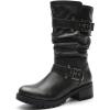 GLOBALWIN Women’s Mid Calf Dress Boots Biker Motorcycle Riding Boots Women For Women(21yy08 Grey Distressed Metallic)