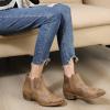 GLOBALWIN Women’s Western Ankle Booties Snipped Square Toe Embroidered Cowboy Chelsea Boots, Low Stacked Block Heel, Comfortable Pull-On Short Cowgirl Boots(25yy05 Camel)