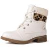 GLOBALWIN Women’s Combat Boots Dressy Lace Up Ankle Boots For Women Low Heel(1815 White)