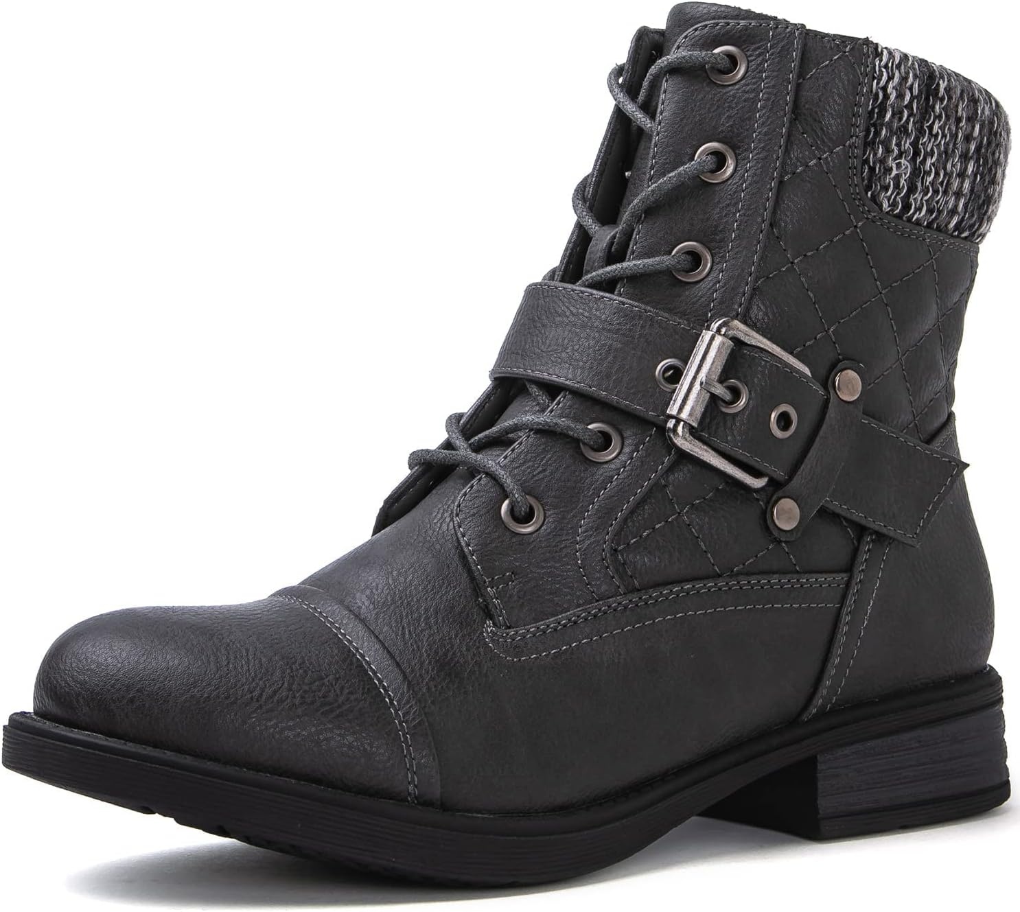 imageGLOBALWIN Womens Ankle Booties Fashion Combat Boots2102grey
