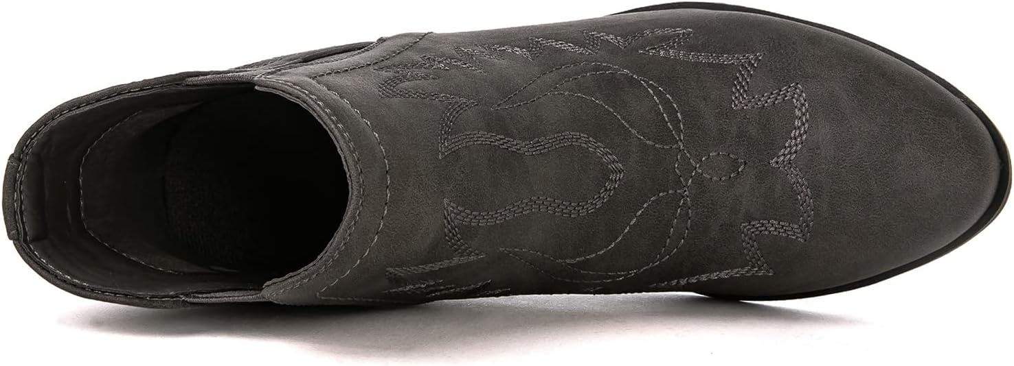 imageGLOBALWIN Womens Cowgirl boots Western Short Ankle Pull On Comfortable Cowboy Boots For Women Low Heel21yy01 Grey2