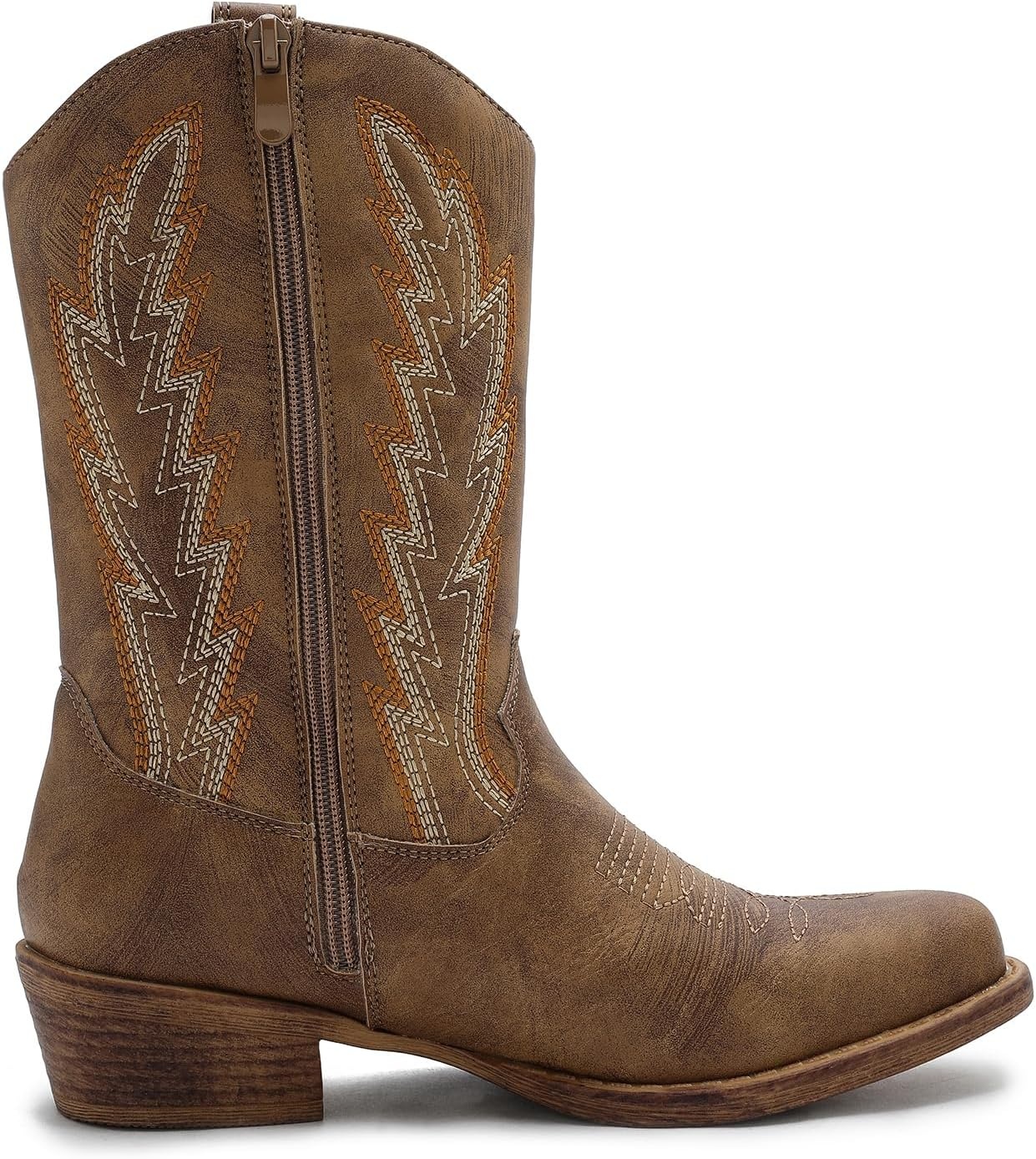 imageGLOBALWIN Womens Mid Calf The Western Cowgirl Boots Fashion Cowboy Boots For Women Chunky Low Heel25yy07 Camel