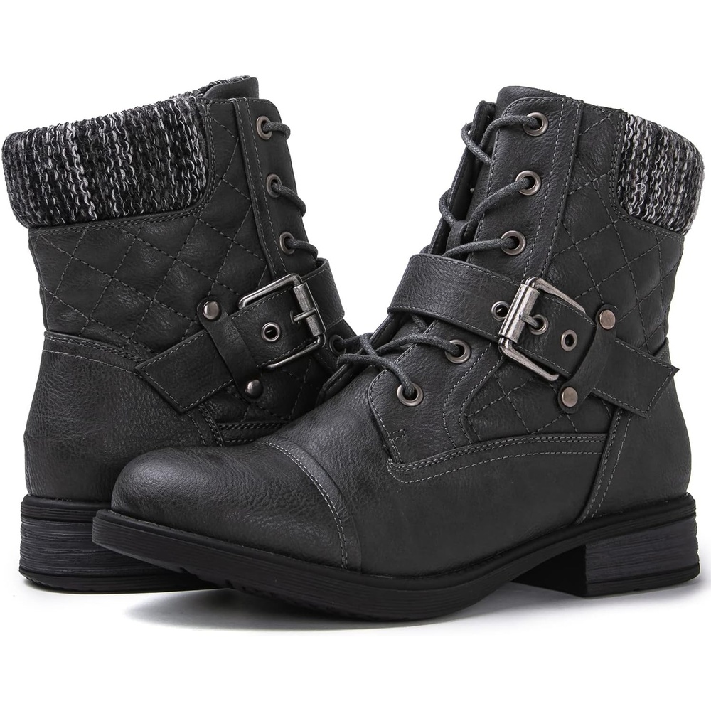 imageGLOBALWIN Womens Ankle Booties Fashion Combat Boots2102grey