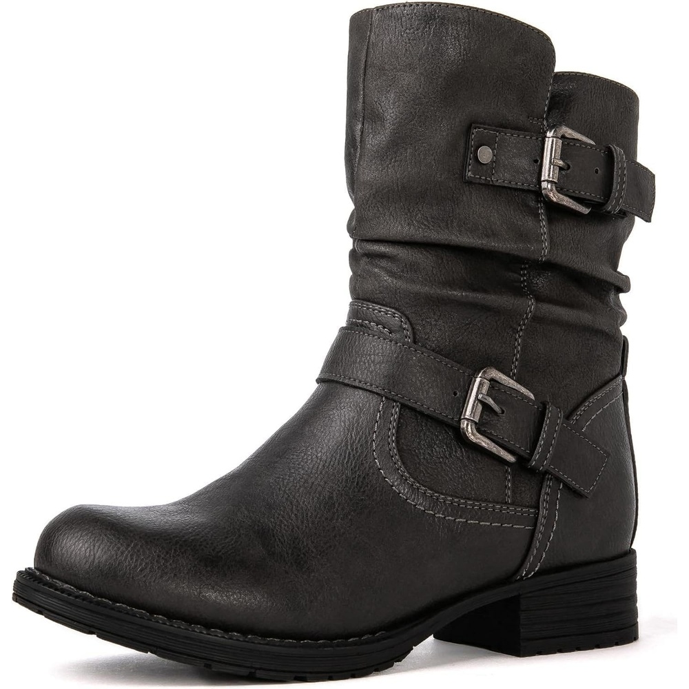 imageGLOBALWIN Womens Fur Booties Fashion Combat Ankle Boots For Women17yy12grey