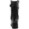 GLOBALWIN Women’s Biker Boots Lace up Back Mid Calf Motorcycle Fashion Festival Boots Combat Riding Military Boots for Women(19yy19 Brown2)