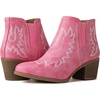 GLOBALWIN Women’s Cowgirl boots Western Short Ankle Pull On Comfortable Cowboy Boots For Women Low Heel(21yy01 Pink)
