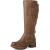 GLOBALWIN Women’s Strappy Motorcycle Knee High Boots Riding Boots Back Lace Up Fall Winter Fashion Knee High Boots For Women(22yy07 Camel)