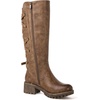 GLOBALWIN Women’s Strappy Motorcycle Knee High Boots Riding Boots Back Lace Up Fall Winter Fashion Knee High Boots For Women(22yy07 Camel)