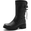 GLOBALWIN Women’s Biker Boots Lace up Back Mid Calf Motorcycle Fashion Festival Boots Combat Riding Military Boots for Women(19yy19 Brown2)