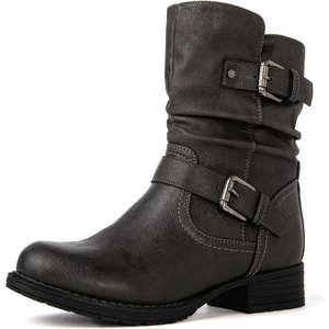 GLOBALWIN Women’s Fur Booties Fashion Combat Ankle Boots For Women(17yy12grey)
