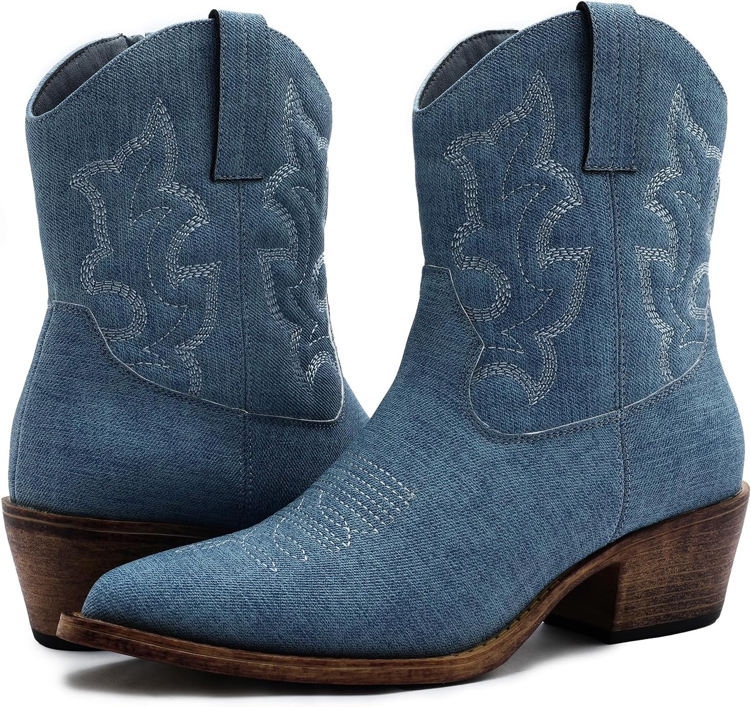 image:imageGLOBALWIN Womens Western Charm Cowgirl Boots Mid Calf Comfy Cowboy Boots For Women With Pointed Toe23yy16 Dark Blue