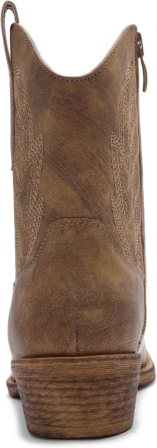 image:imageGLOBALWIN Womens Western Charm Cowgirl Boots Mid Calf Comfy Cowboy Boots For Women With Pointed Toe25yy06 Camel 2
