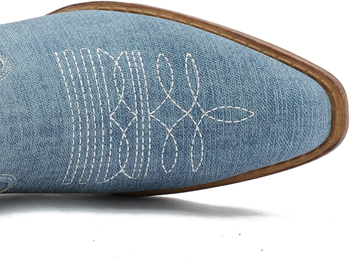 image:imageGLOBALWIN Womens Western Charm Cowgirl Boots Mid Calf Comfy Cowboy Boots For Women With Pointed Toe25yy06 Denim Blue