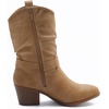 GLOBALWIN Women’s Mid Calf The Western Cowgirl Boots Fashion Cowboy Boots For Women Chunky Low Heel(19yy17 Khaki)