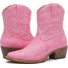 GLOBALWIN Women’s Western Charm Cowgirl Boots Mid Calf Comfy Cowboy Boots For Women With Pointed Toe(23yy16 Pink)