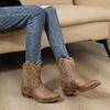 GLOBALWIN Women’s Western Charm Cowgirl Boots Mid Calf Comfy Cowboy Boots For Women With Pointed Toe(25yy06 Camel 1)