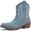 GLOBALWIN Women’s Western Charm Cowgirl Boots Mid Calf Comfy Cowboy Boots For Women With Pointed Toe(25yy06 Denim Blue)