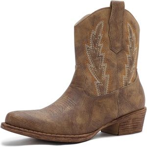 GLOBALWIN Women’s Western Charm Cowgirl Boots Mid Calf Comfy Cowboy Boots For Women With Pointed Toe(25yy06 Camel 1)