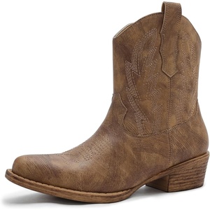 GLOBALWIN Women’s Western Charm Cowgirl Boots Mid Calf Comfy Cowboy Boots For Women With Pointed Toe(25yy06 Camel 2)