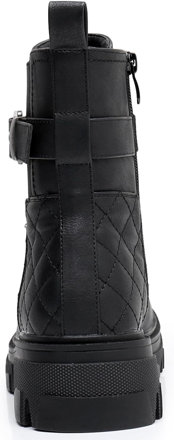 image:imageGLOBALWIN Womens Combat Boots Lace Up Ankle Booties Comfortable Lug Sole Boots For Women Chunky Low Heel21yy28 Black