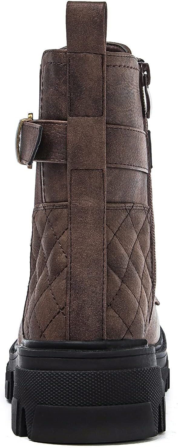 image:imageGLOBALWIN Womens Combat Boots Lace Up Ankle Booties Comfortable Lug Sole Boots For Women Chunky Low Heel21yy28 Brown