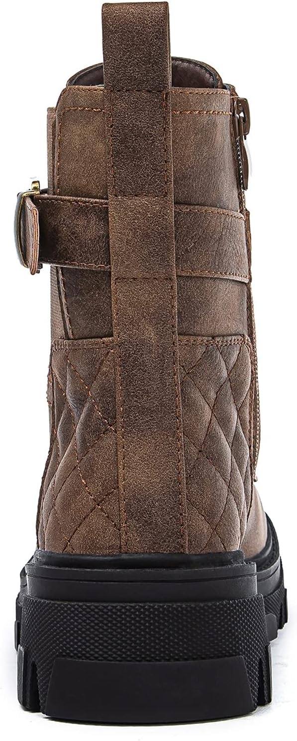 image:imageGLOBALWIN Womens Combat Boots Lace Up Ankle Booties Comfortable Lug Sole Boots For Women Chunky Low Heel21yy28 Camel