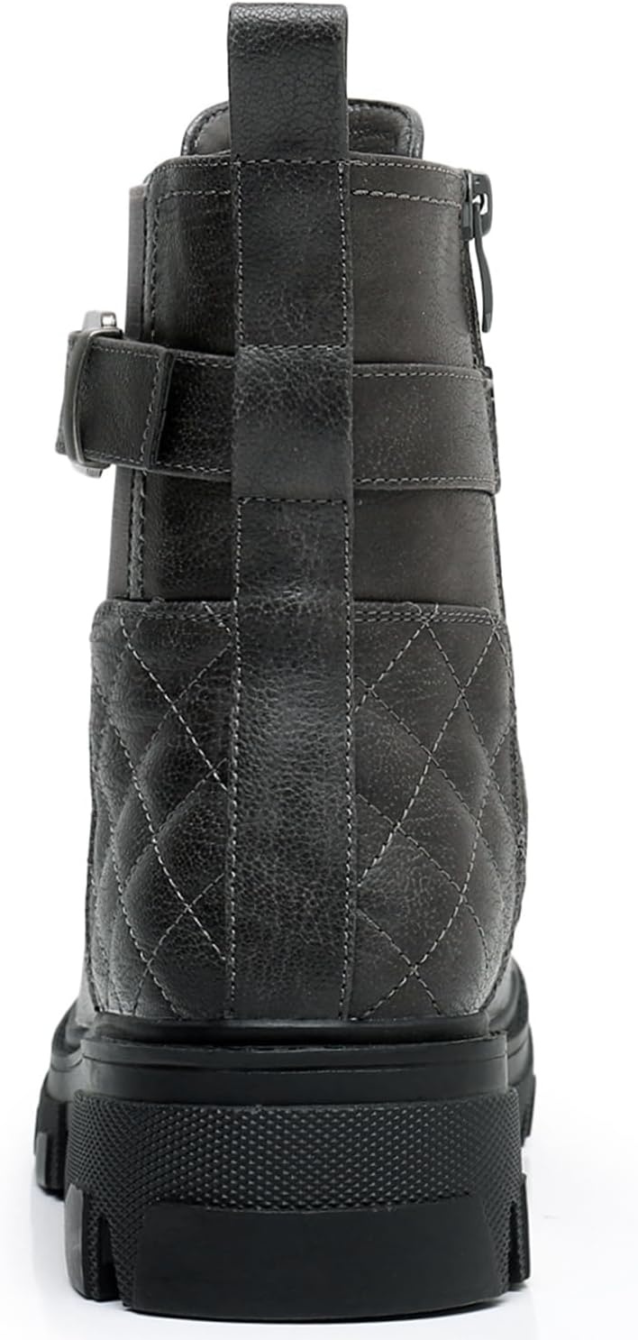 image:imageGLOBALWIN Womens Combat Boots Lace Up Ankle Booties Comfortable Lug Sole Boots For Women Chunky Low Heel21yy28 Grey