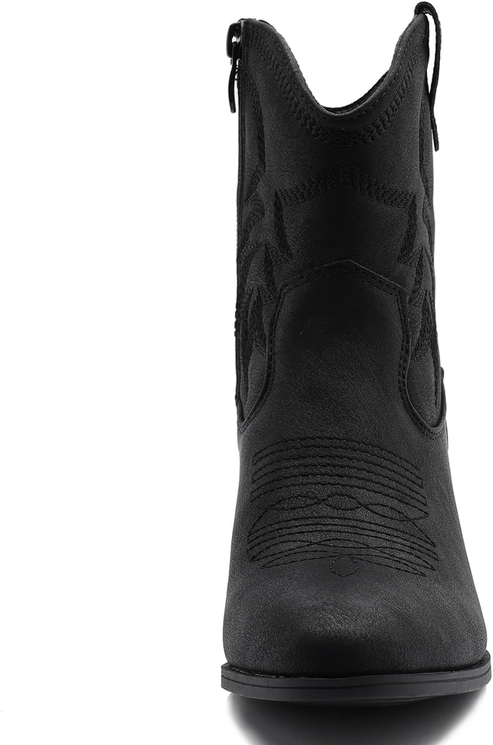 image:imageGLOBALWIN Womens Cowgirl Boots Ankle Brown Cowboy Boots With Embroidered Stitching Low Heel Comfortable Western Boots For Country Outfits22yy10 Black2
