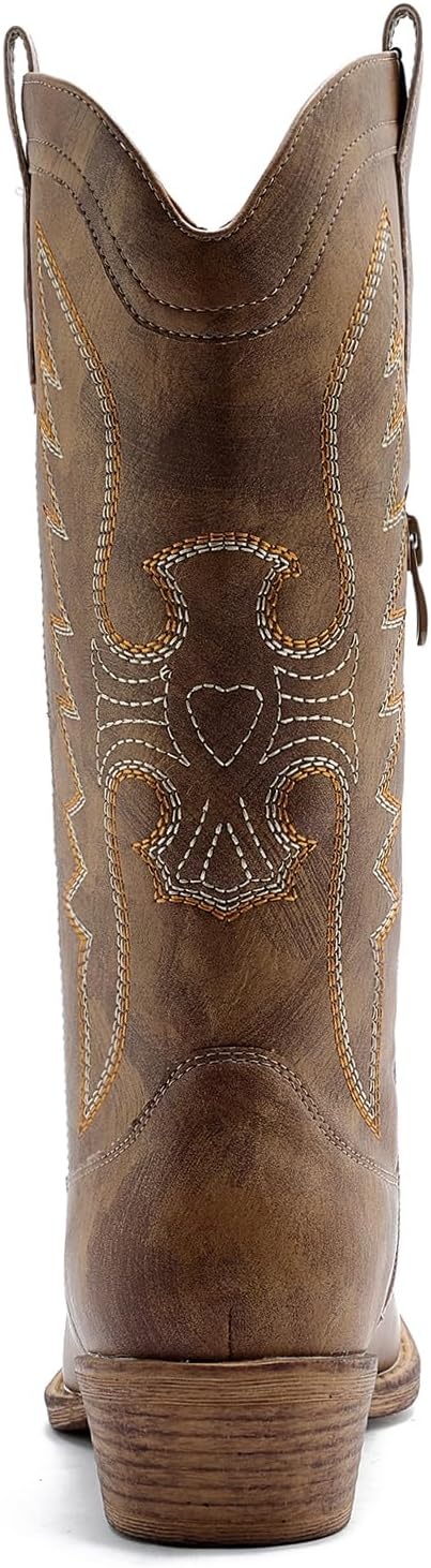image:imageGLOBALWIN Womens Knee High Long Pointed Toe Western Cowboy Boots For Women25yy08 Camel