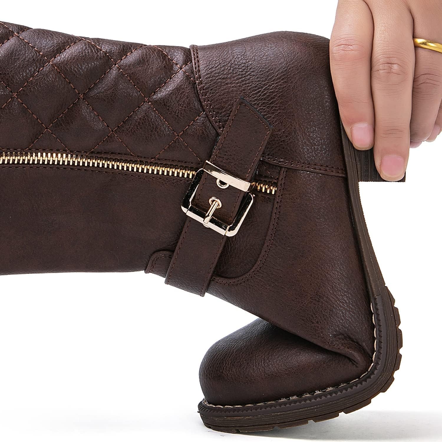 image:imageGLOBALWIN Womens Quilted KneeHigh Fashion Dressy Riding Boots17yy01 Brown2