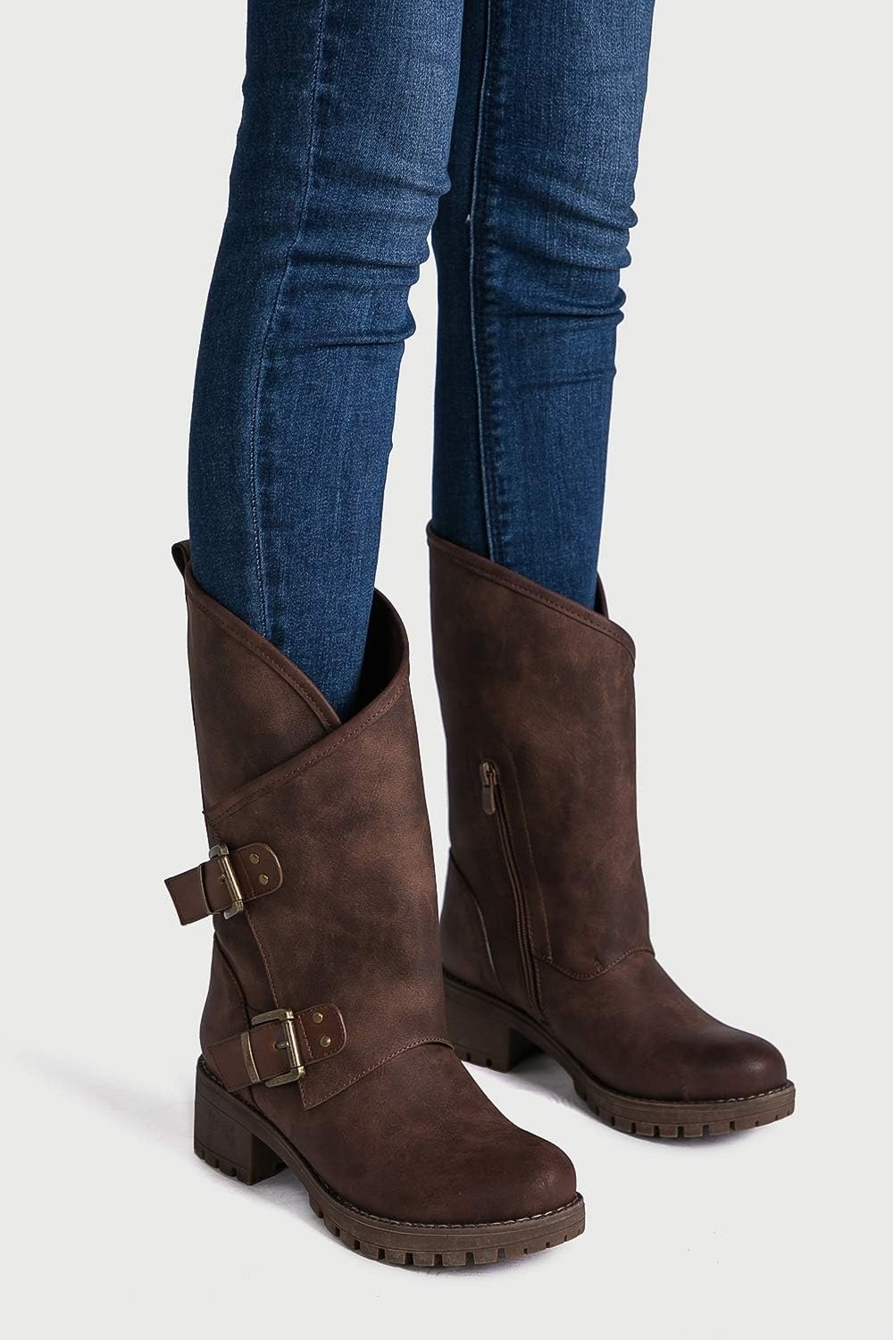 image:imageGLOBALWIN Womens The Twisted Rider Motorcycle Boots MidCalf Fashion Boots For Women Low Heel18yy01camel