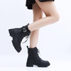 GLOBALWIN Women’s Combat Boots Lace Up Ankle Booties Comfortable Lug Sole Boots For Women Chunky Low Heel(21yy28 Black)