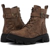 GLOBALWIN Women’s Combat Boots Lace Up Ankle Booties Comfortable Lug Sole Boots For Women Chunky Low Heel(21yy28 Camel)