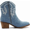 GLOBALWIN Women’s Cowgirl Boots Ankle Brown Cowboy Boots With Embroidered Stitching Low Heel Comfortable Western Boots For Country Outfits(22yy10 Denim Blue)