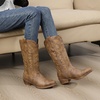 GLOBALWIN Women’s Knee High Long Pointed Toe Western Cowboy Boots For Women(25yy08 Camel)