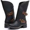 GLOBALWIN Women’s The Twisted Rider Motorcycle Boots Mid-Calf Fashion Boots For Women Low Heel(18yy01black)