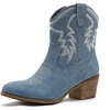 GLOBALWIN Women’s Cowgirl Boots Ankle Brown Cowboy Boots With Embroidered Stitching Low Heel Comfortable Western Boots For Country Outfits(22yy10 Denim Blue)