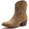 GLOBALWIN Women’s Cowgirl Boots Ankle Brown Cowboy Boots With Embroidered Stitching Low Heel Comfortable Western Boots For Country Outfits(22yy10 Kahki)