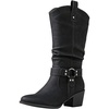 GLOBALWIN Women’s Knee High Cowboy Boots – Minimalist Western Round Toe Cowgirl Boots with Comfortable Block Heel, Plain Sleek Design, Tall Dress Boots for Women(19yy21 Black)