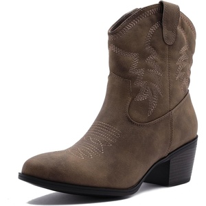 GLOBALWIN Women’s Cowgirl Boots Ankle Brown Cowboy Boots With Embroidered Stitching Low Heel Comfortable Western Boots For Country Outfits(22yy10 Camel2)