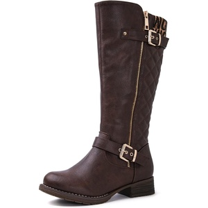 GLOBALWIN Women’s Quilted Knee-High Fashion Dressy Riding Boots(17yy01 Brown2)
