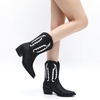 GLOBALWIN Women’s Square Toe Cowgirl Boots Classic Mid-Calf Cowboy Boots With Embroidered Stitching Low Heel Comfortable Western Boots For Country Outfits(23yy09 Black1)